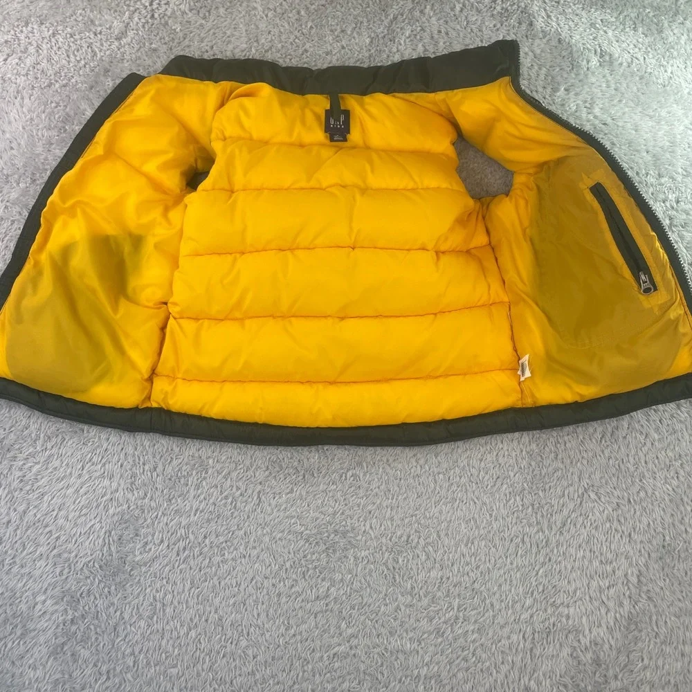 Gap Puffer Vest‎ Boys Size S 6-7 Green Yellow Quilted Full Zip Sleeveless Jacket
